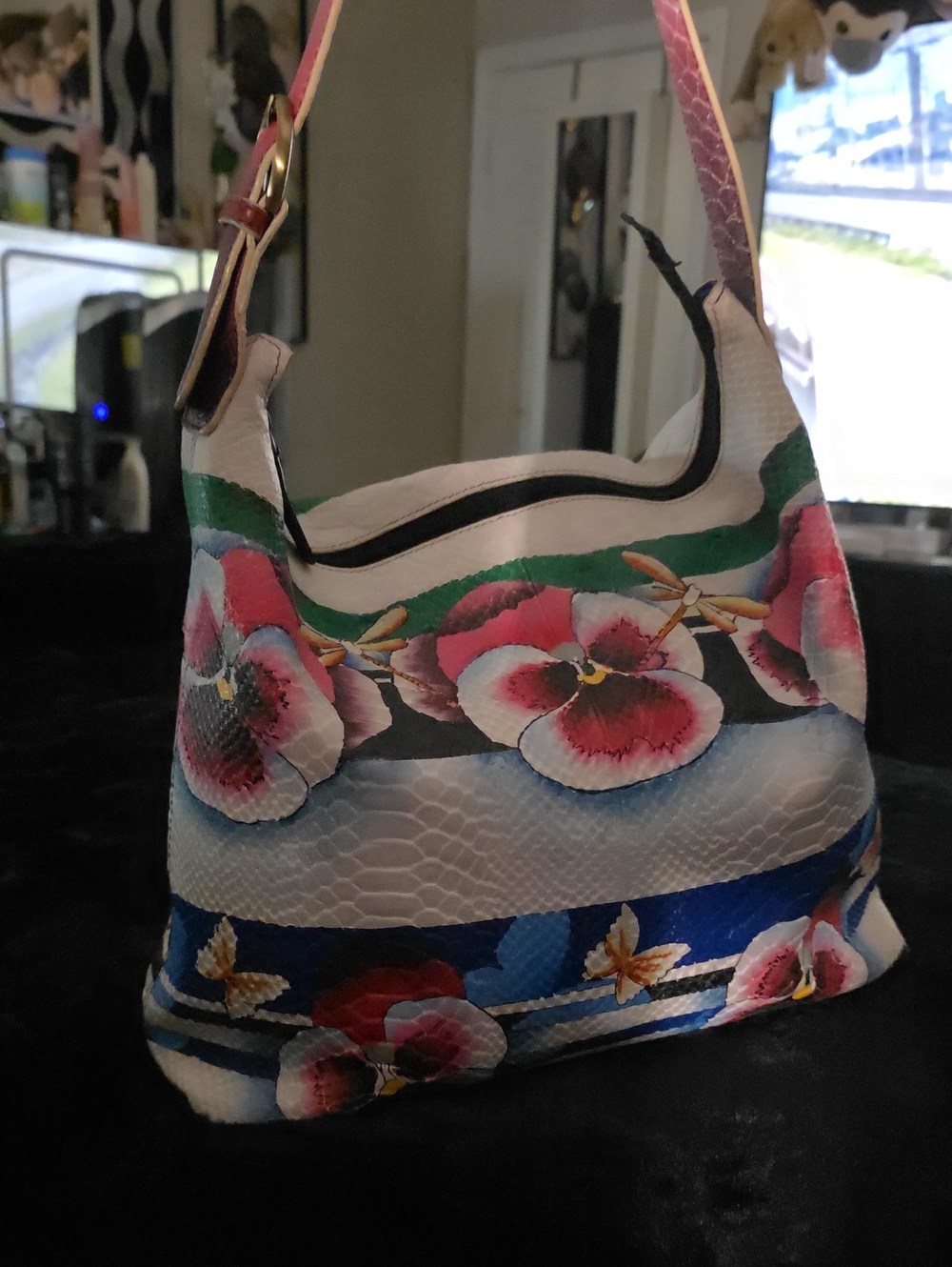 Sharif Floral Shoulder Bag in Pink, Blue, White and Green